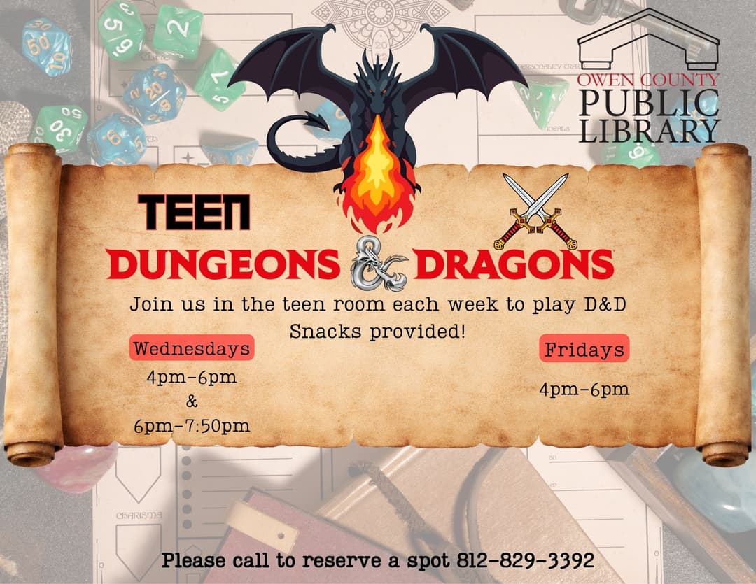 flyer for teen D&D