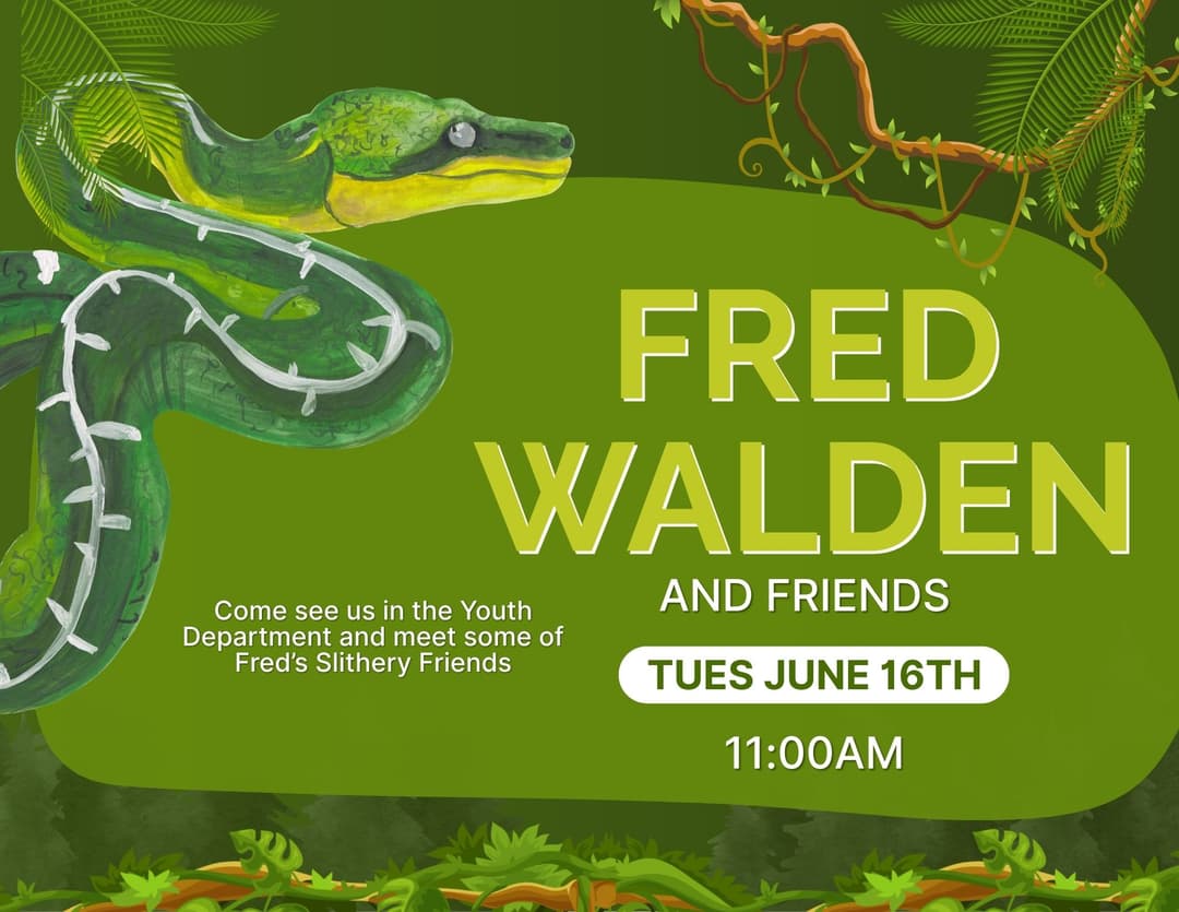 A flyer with a drawing of a snake. Fred Walden and friends. 