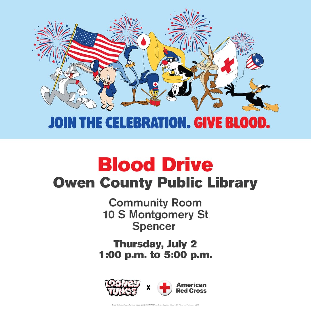 Poster for the blood drive showing looney tune characters. 