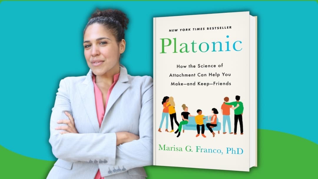 Flyer with author Dr. Marisa Franco and her book Platonic