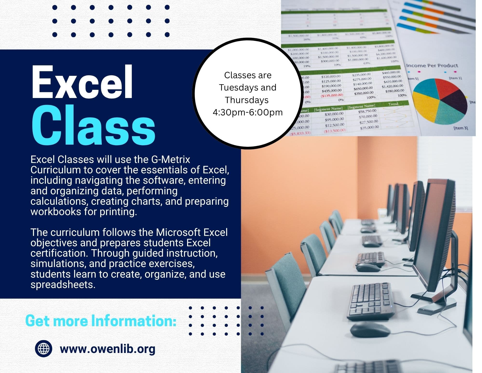 flyer with a computer and a spreadsheet