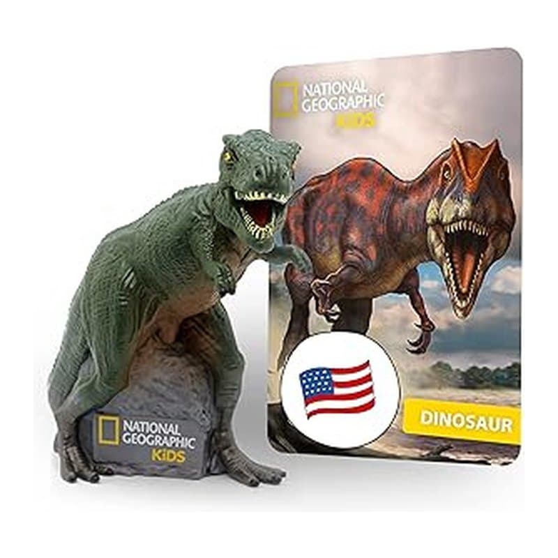 T. rex Tonie figure with its National Geographic Kids Dinosaur card